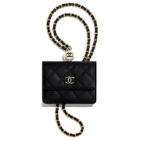 CHANEL Grained Calfskin Crossbody Bag Medium Size Women's Black