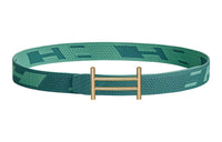 HERMES Breathable Gold Badge Buckle Nylon Mesh Double-Sided Belt Men's Collegiate Blue/Jasper Width: 3.2cm