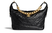 CHANEL Leather Dumpling Bag Shoulder Bag Crossbody Bag Large Size Women's Black