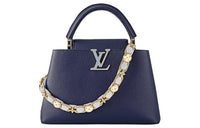 LOUIS VUITTON Capucines Taurillon Leather Capusin Shoulder Crossbody Handbag Medium Size Women's Dark Blue