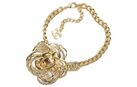 CHANEL Metal Artificial Pearl Rhinestone Necklaces Women's Gold