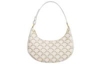 CELINE TriompheAVA Canvas With Leather Shoulder Bag, Handbag Regular Women's White