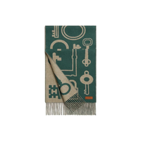 HERMES Cashmere Knit Scarves Unisex Green