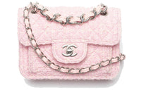 CHANEL Soft Twill Flap Bag, Shoulder Bag, Crossbody Bag Mini Women's Pink/Light Beige