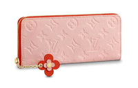 LOUIS VUITTON Cow Leather Wallet Regular Women's Rose Pink Red With Pumpkin Red