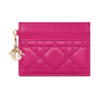 DIOR Lady Dior Lambskin Card Holder Women's Fuchsia