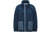 DIOR Jackets Coats Kids' Apparel Navy Blue Fleece-Effect Bouclé Embroidered With Cascad Blue Kids'
