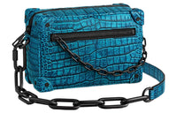 LOUIS VUITTON SOFT TRUNK Denim Crocodile Leather Shoulder Bag Crossbody Bag Mini Men's Blue