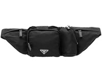 PRADA Nylon Fabric Fanny Pack Sling Bags Unisex Black