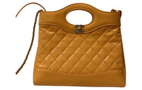 CHANEL Oil Wax Cow Leather One Shoulder Handbag Mini Women's Orange