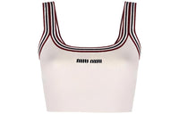 MIU MIU Stripe-trim Cashmere Cropped Top