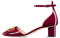 DIOR C'est Dior Chunky Heel High Heels 5cm Women's Red Gold