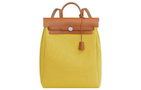 HERMES Herbag Canvas With Leather Handbag Backpack Women's Citron/Naturel Lemon Yellow/natural Color