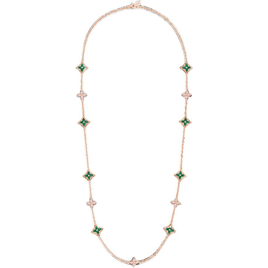 LOUIS VUITTON Color Blossom Multi Star Sautoir Pink Gold Malachite And Diamonds