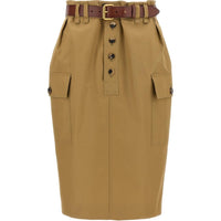 SAINT LAURENT Cassandre Skirt 'Beige Fonce'