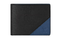LOUIS VUITTON Multiple Cow Leather Wallet Regular Men's Black/Blue