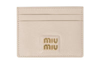 MIU MIU Leather Card Holder Card Holder Women's Beige