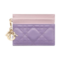 DIOR Lady Dior Lambskin Card Holder Women's Light Pink With Light Purple Accents