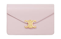 CELINE Calfskin Shoulder Bag Crossbody Bag Wallets Women's Light Pink