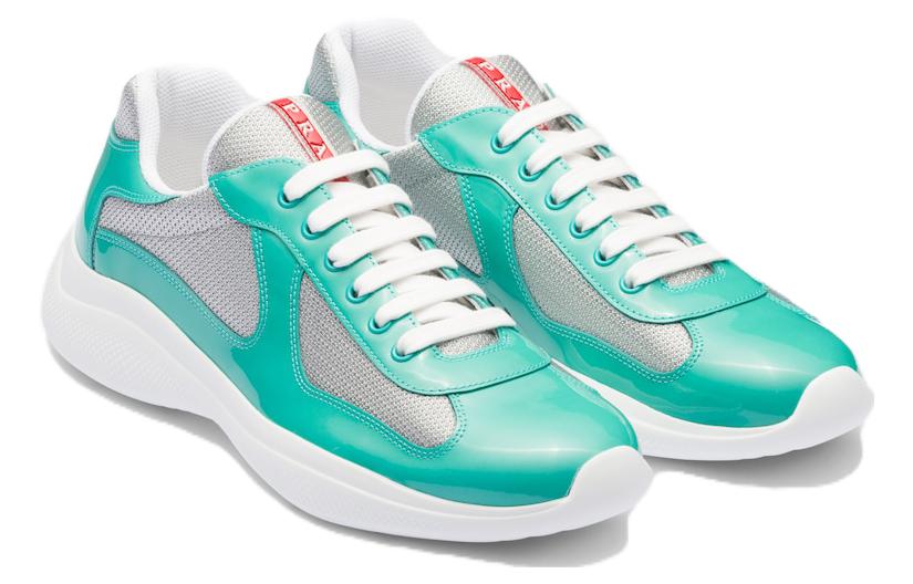 PRADA America's Cup Low-Top Casual Shoes Men's Silver Jade Green
