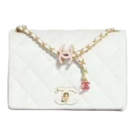 CHANEL Leather Shoulder Bag Crossbody Bag Women's White