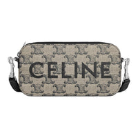 CELINE Triomphe Canvas One Shoulder Crossbody Clutches Unisex Light Brown