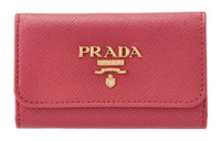 PRADA Prada Saffiano Embossed Calfskin Key Pouch Regular Women's Peony Multicolor
