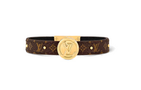 LOUIS VUITTON Metal Calf Leather Bangles Women's Brown