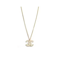 CHANEL Metal Resin Crystal Necklaces Women's Gold