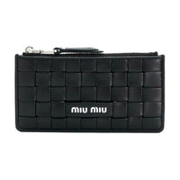 MIU MIU Leather Card Holder Women's Black