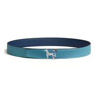 HERMES Metal, Leather Belts Men's Blue Width 3.2CM