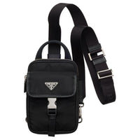 PRADA Calfskin Recycled Polyamide Phone Accessories Men's Black