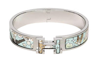 HERMES Enamel Bangles Women's Silver