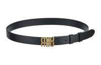 MIU MIU Emblem Letter Smooth Buckle Leather Belts Women's Black