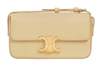 CELINE Triomphe Shiny Cow Leather Handbag, Shoulder Bag Women's Candy/Light Yellow