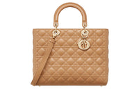 DIOR Lady Dior Lambskin Shoulder Bag Crossbody Bag Handbag Large Size Women's Medium Brown