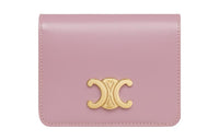 CELINE Triomphe Shiny Cow Leather Wallet Women's Petal Color