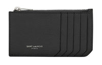 SAINT LAURENT Grained Leather Card Clip Card Holder Regular Women's Black