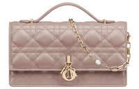 DIOR Lambskin Shoulder Bag Crossbody Bag Handbag Mini Women's Taupe