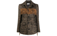 SAINT LAURENT Leopard Print Fringed Jacket