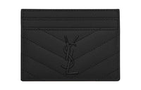 SAINT LAURENT Quilted Leather Card Holder Women's Black