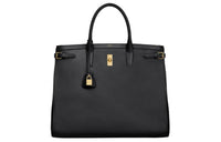 CELINE Satin Cow Leather One Shoulder Handbag Men's Black