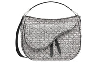 DIOR Saddle Jacquard Portable Crossbody Bag Shoulder Bag Men's Silver