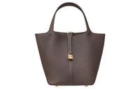 HERMES Picotin Lock Taurillon Clemence Leather Basket Bag, Bucket Bag, Handbag Women's 46 Ebene Ebony