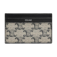 CELINE Triomphe Canvas Card Holder Medium Size Women's Gray & Black