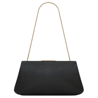 SAINT LAURENT Lambskin Handbag Shoulder Bag Large Size Women's Black