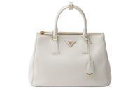 PRADA Leather Shoulder Bag Crossbody Bag Handbag Large Size Women's White