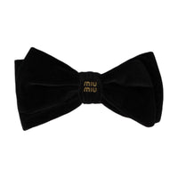 MIU MIU Cotton Velvet Metal Hair Clips Unisex Black