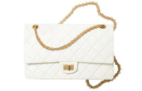 CHANEL Calfskin Handbag Large Size Women's White