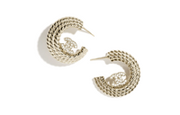 CHANEL Metal Crystal Earrings Women's Silver